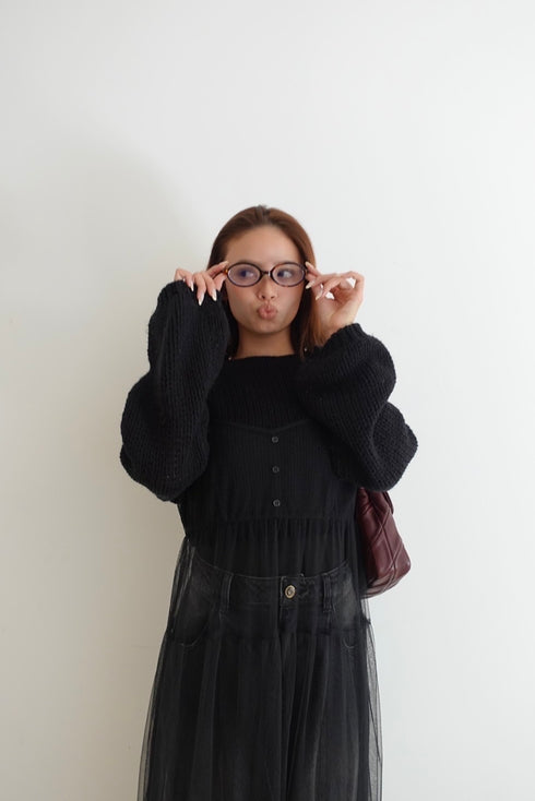 カラーショートニット