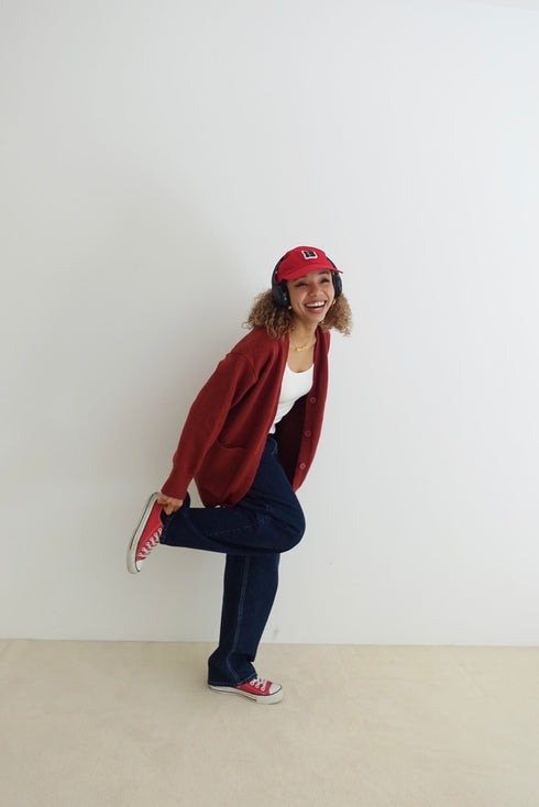 フロントポケットニットカーデ