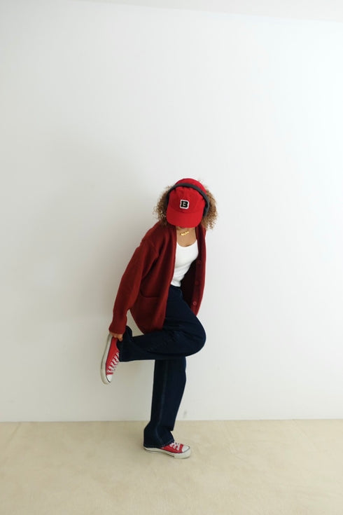 フロントポケットニットカーデ