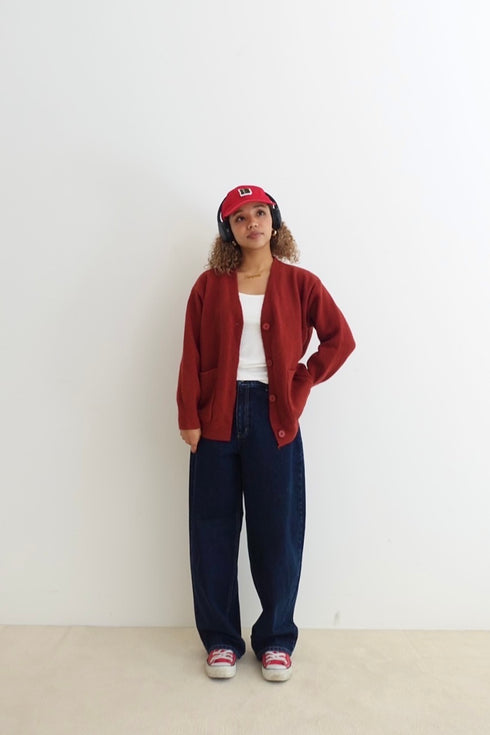 フロントポケットニットカーデ