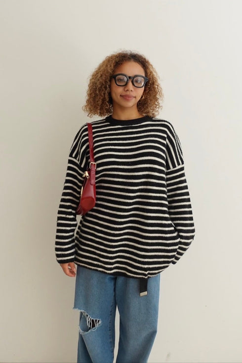 ルーズボーダーニット