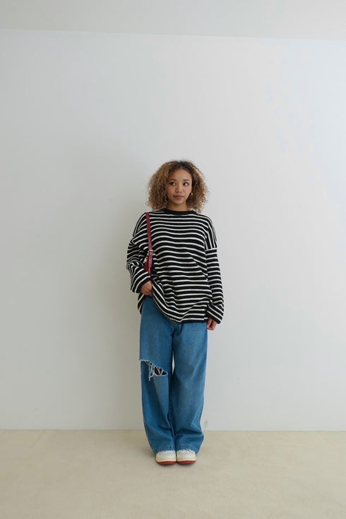 ルーズボーダーニット