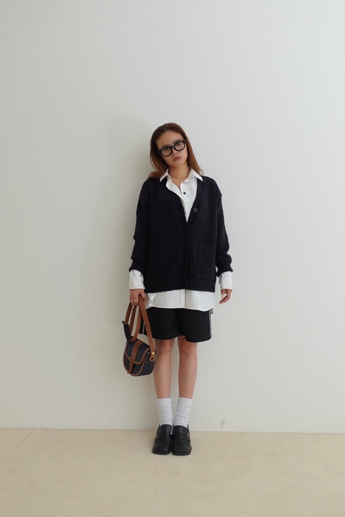 フロントポケットニットカーデ