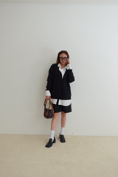 フロントポケットニットカーデ