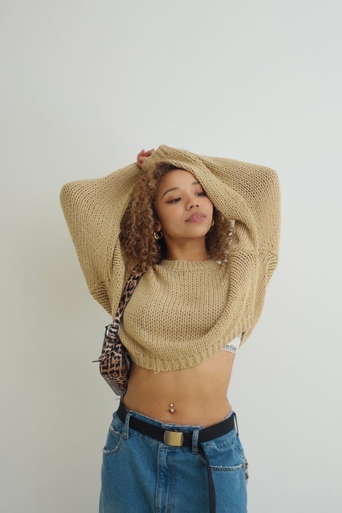 カラーショートニット