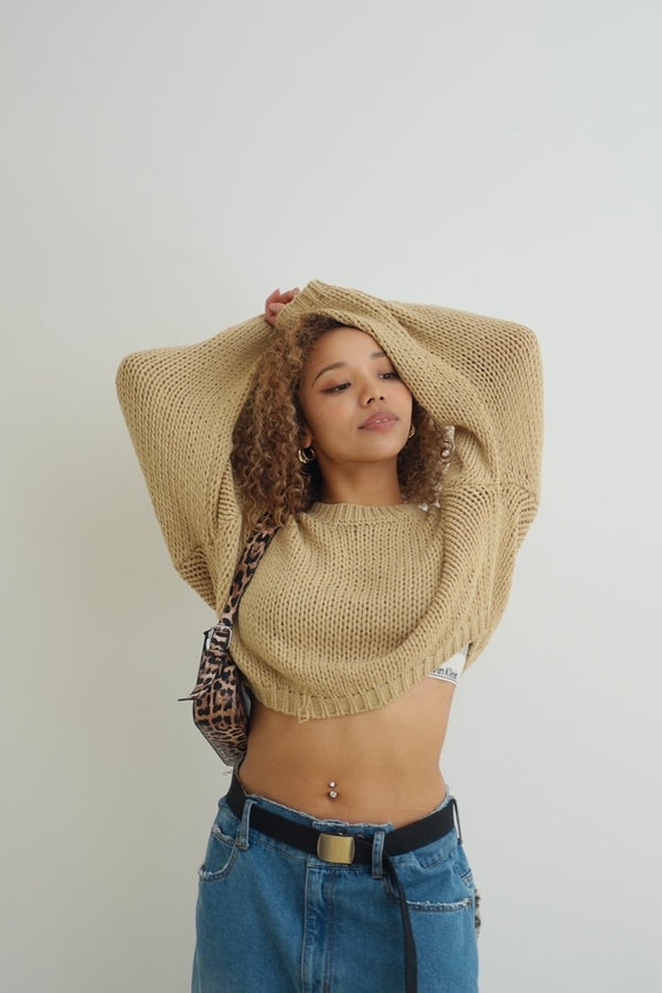 カラーショートニット