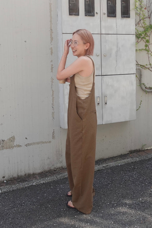 チェックルーズロンパース