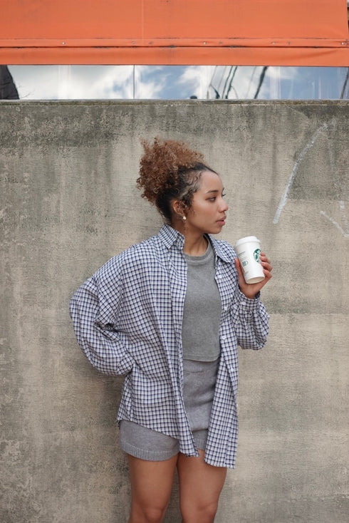 ギンガムチェックルーズシャツ