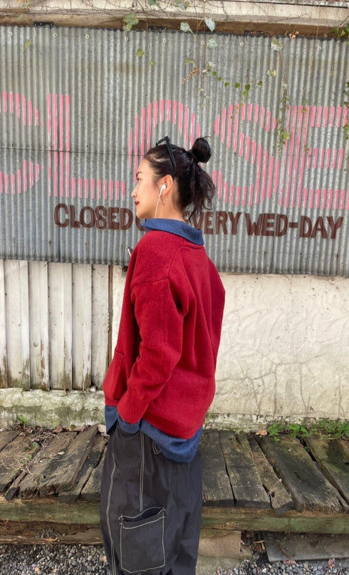 フロントポケットニットカーデ