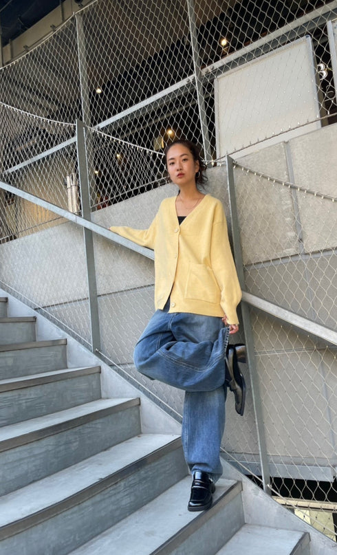 フロントポケットニットカーデ