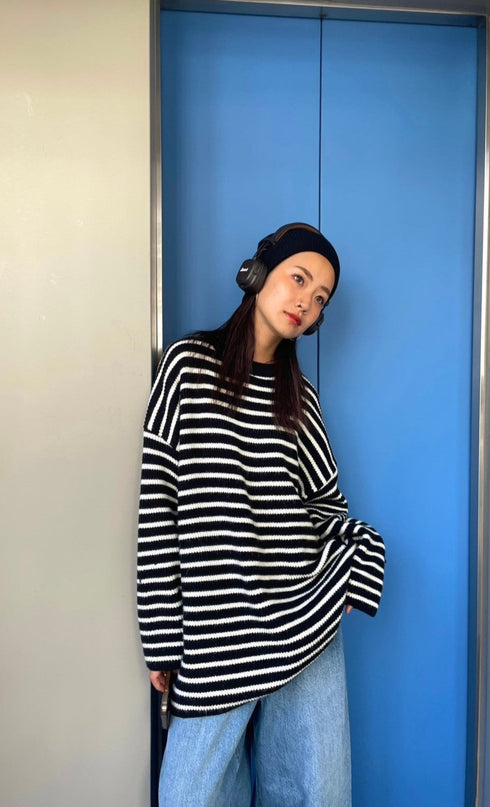 ルーズボーダーニット