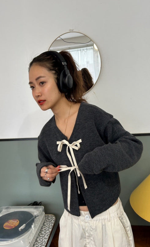 フロントリボンカーディガン