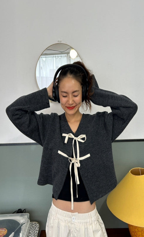 フロントリボンカーディガン