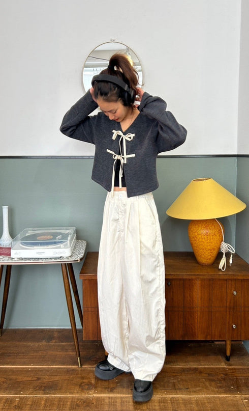 フロントリボンカーディガン