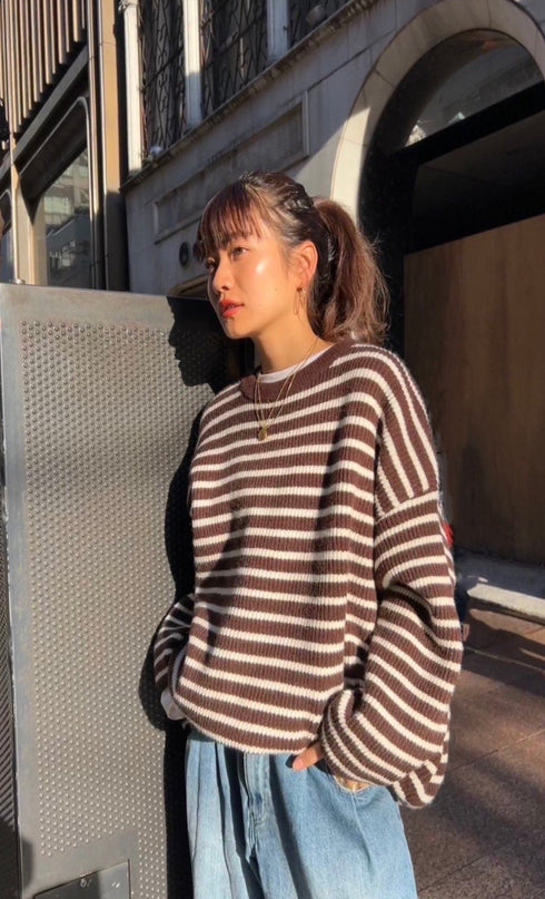 ルーズボーダーニット