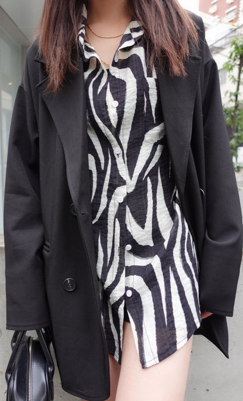 プリントシアーシャツ