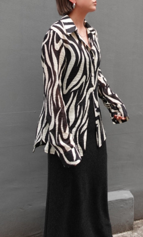 プリントシアーシャツ