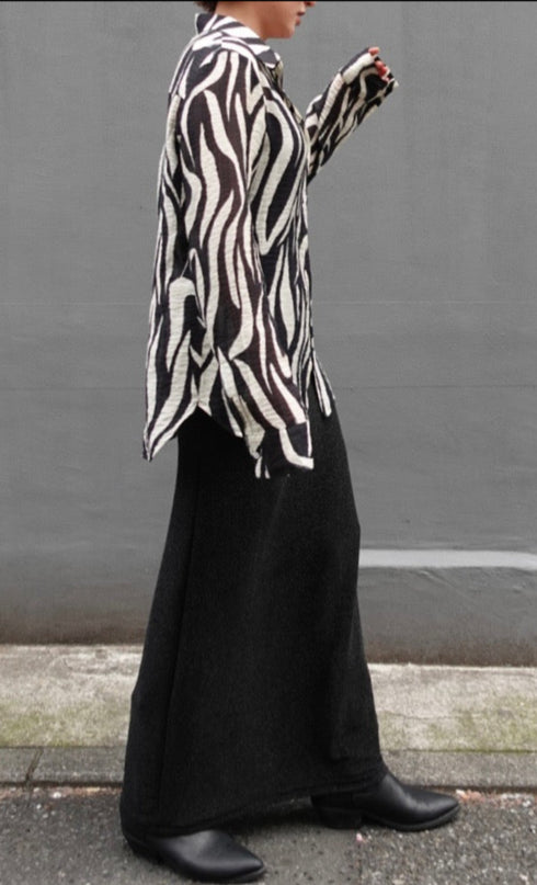 プリントシアーシャツ