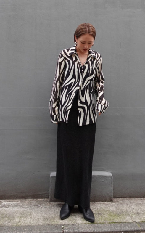 プリントシアーシャツ