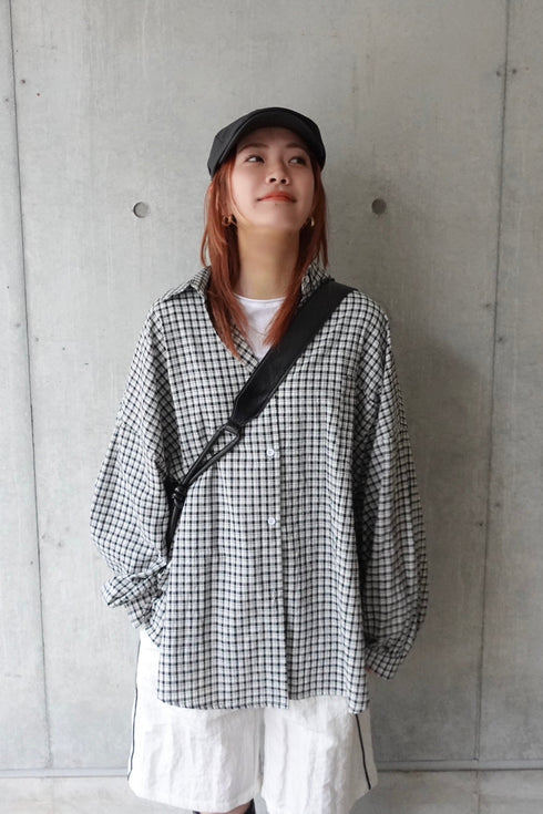 ギンガムチェックルーズシャツ