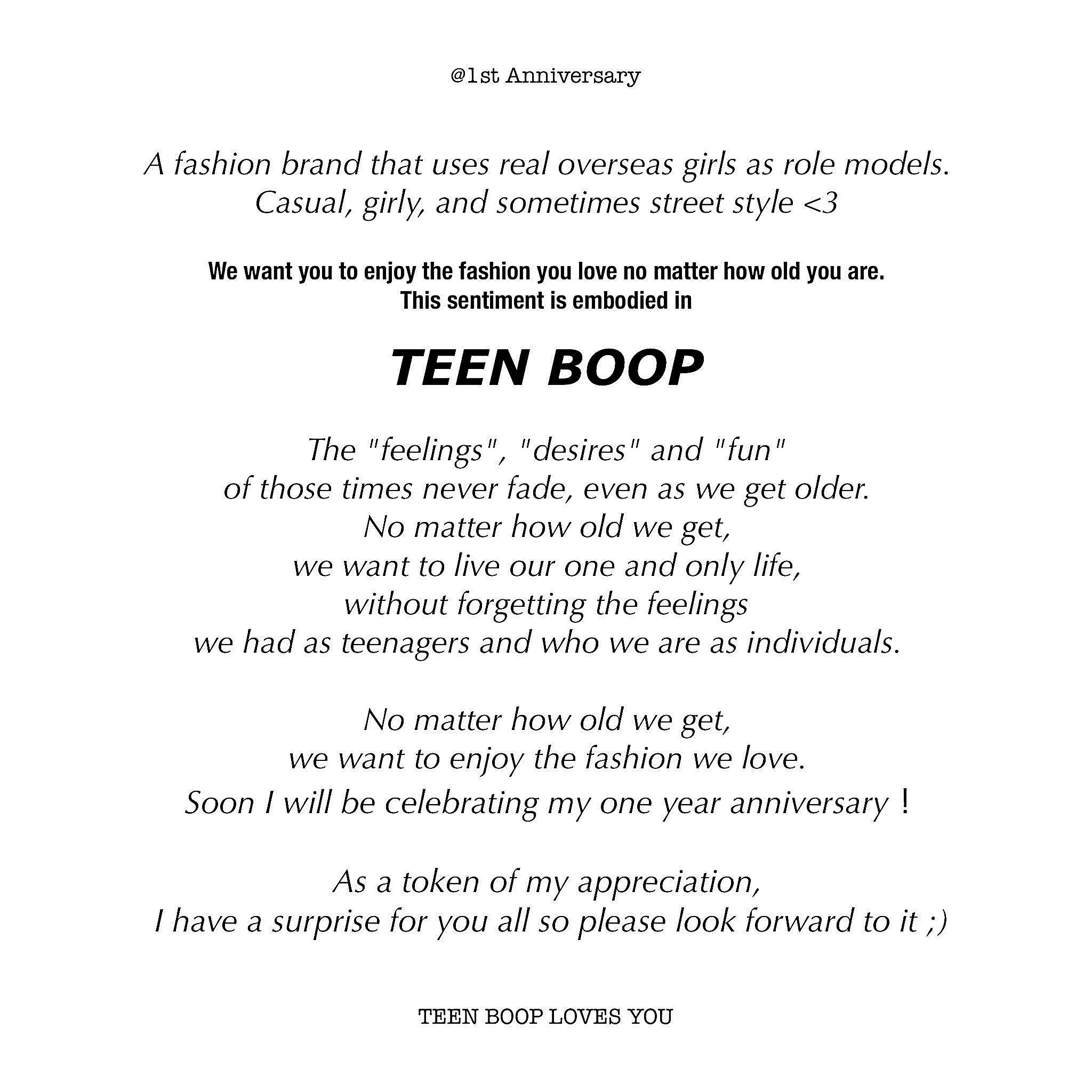 Thanks＞1st Anniversary – TEEN BOOP 公式通販サイト