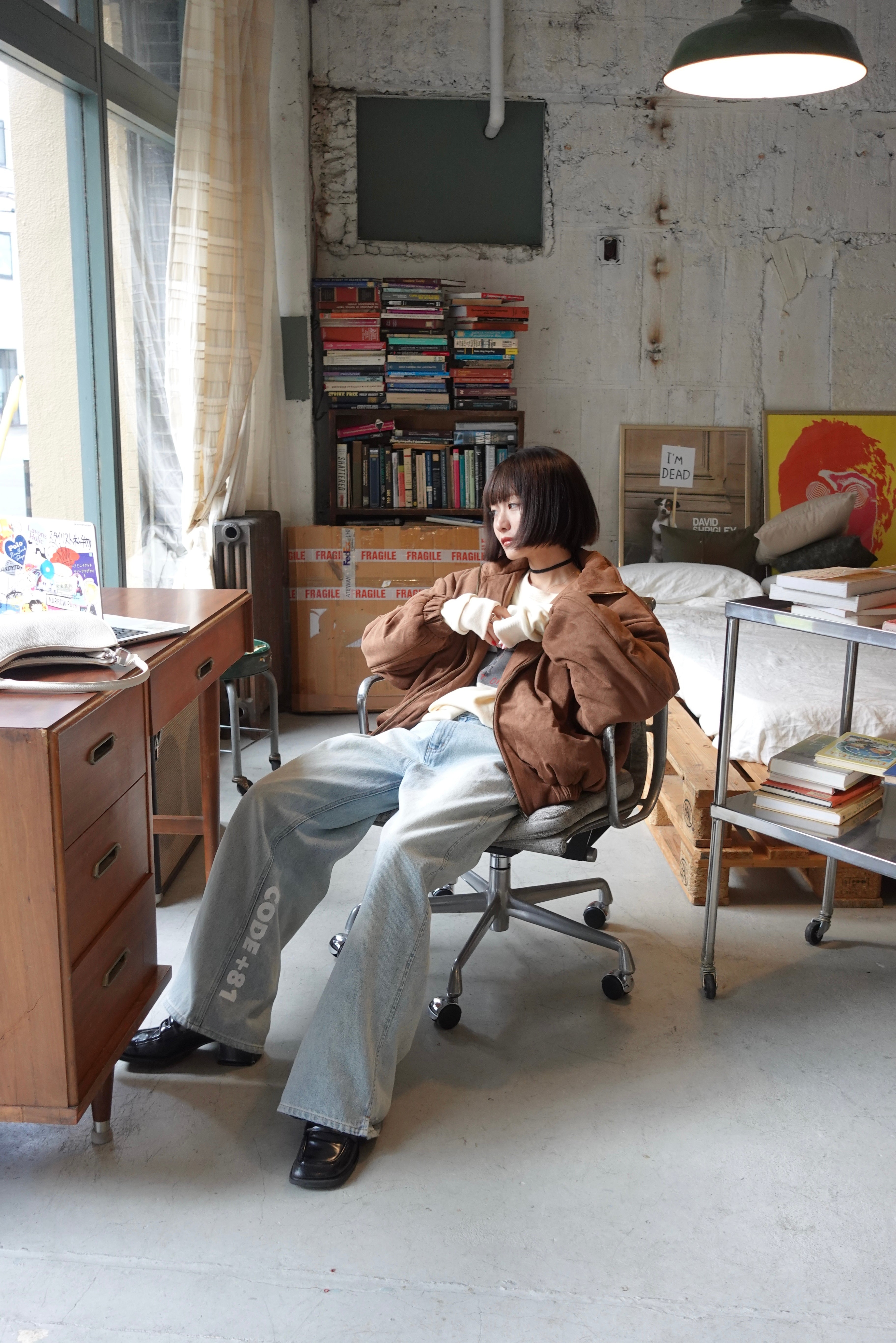 中綿スウェードブルゾン