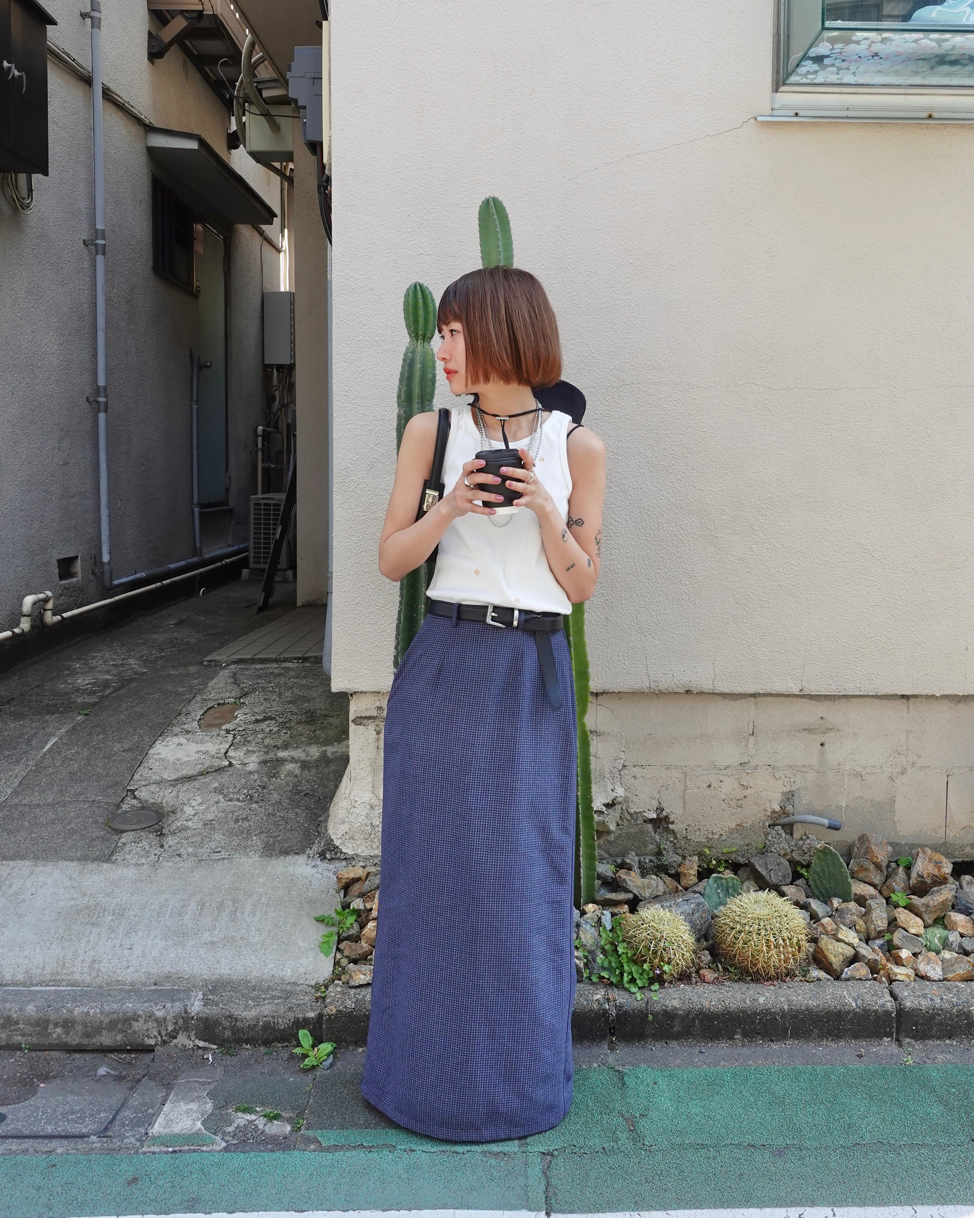 レトロチェックフィットスカート