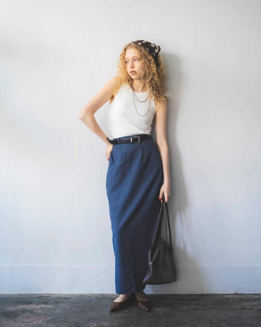 レトロチェックフィットスカート