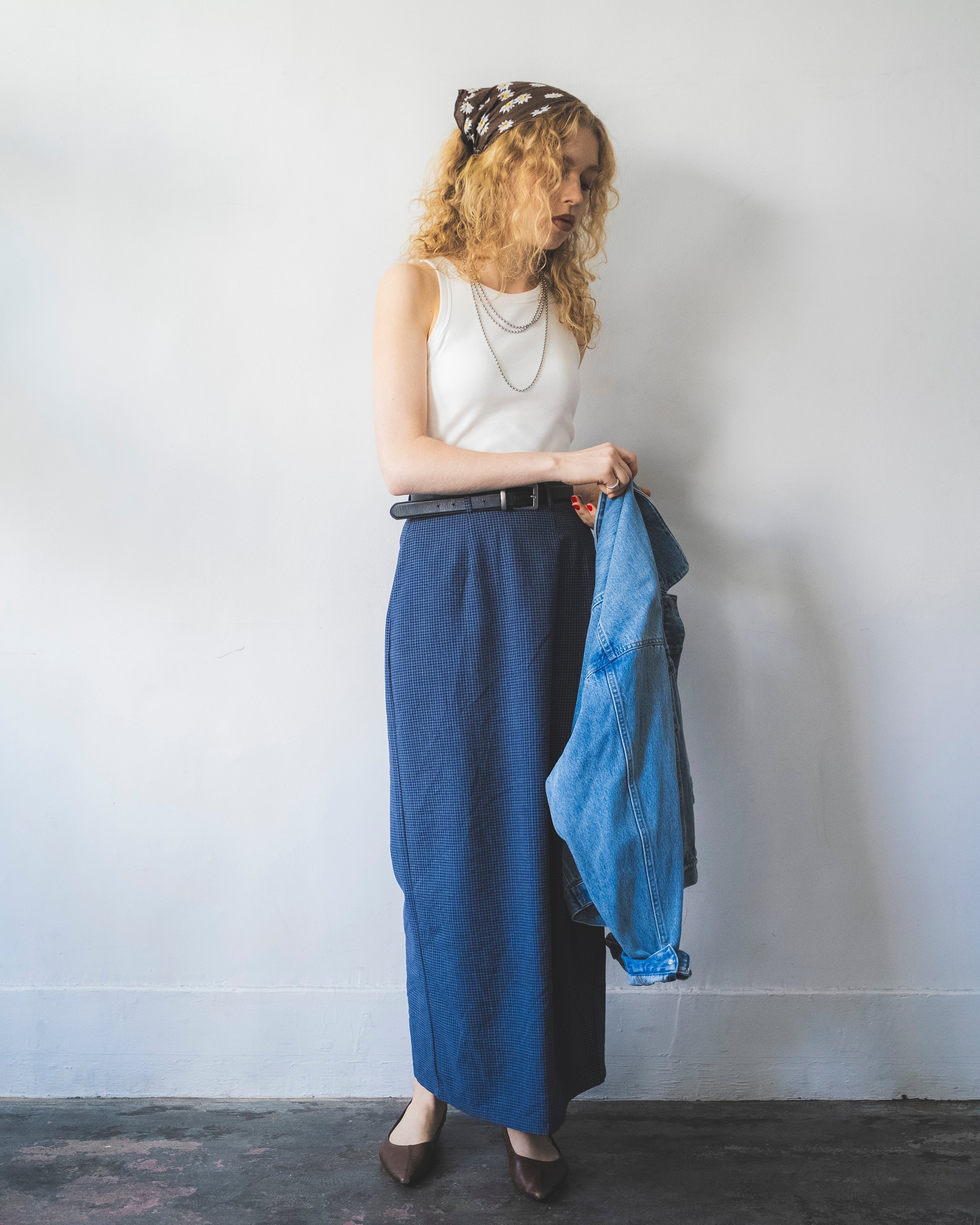 レトロチェックフィットスカート