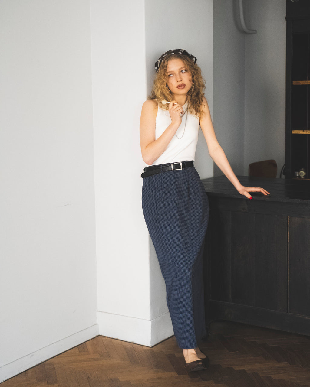 レトロチェックフィットスカート