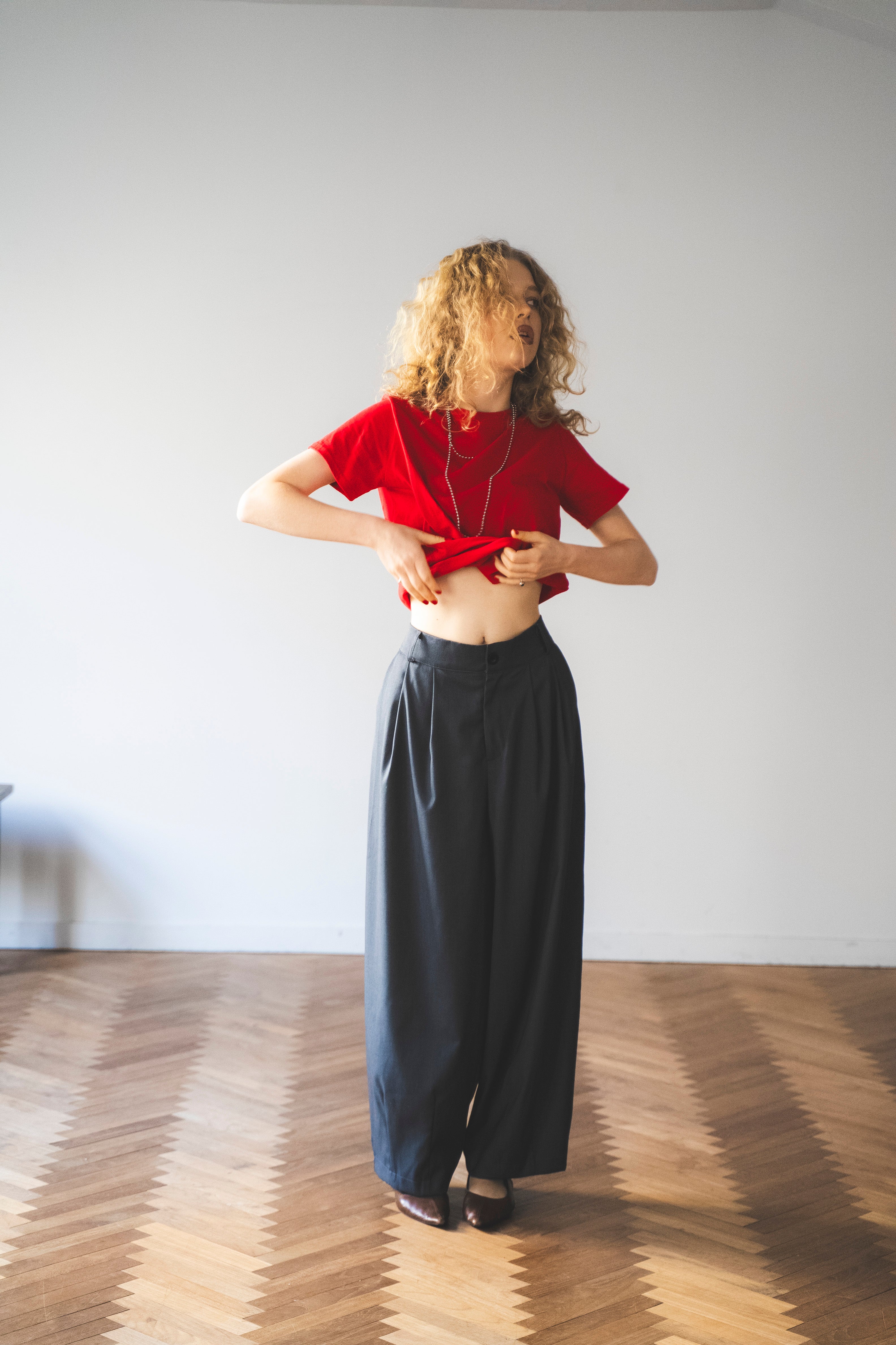 ワイドスラックスパンツ