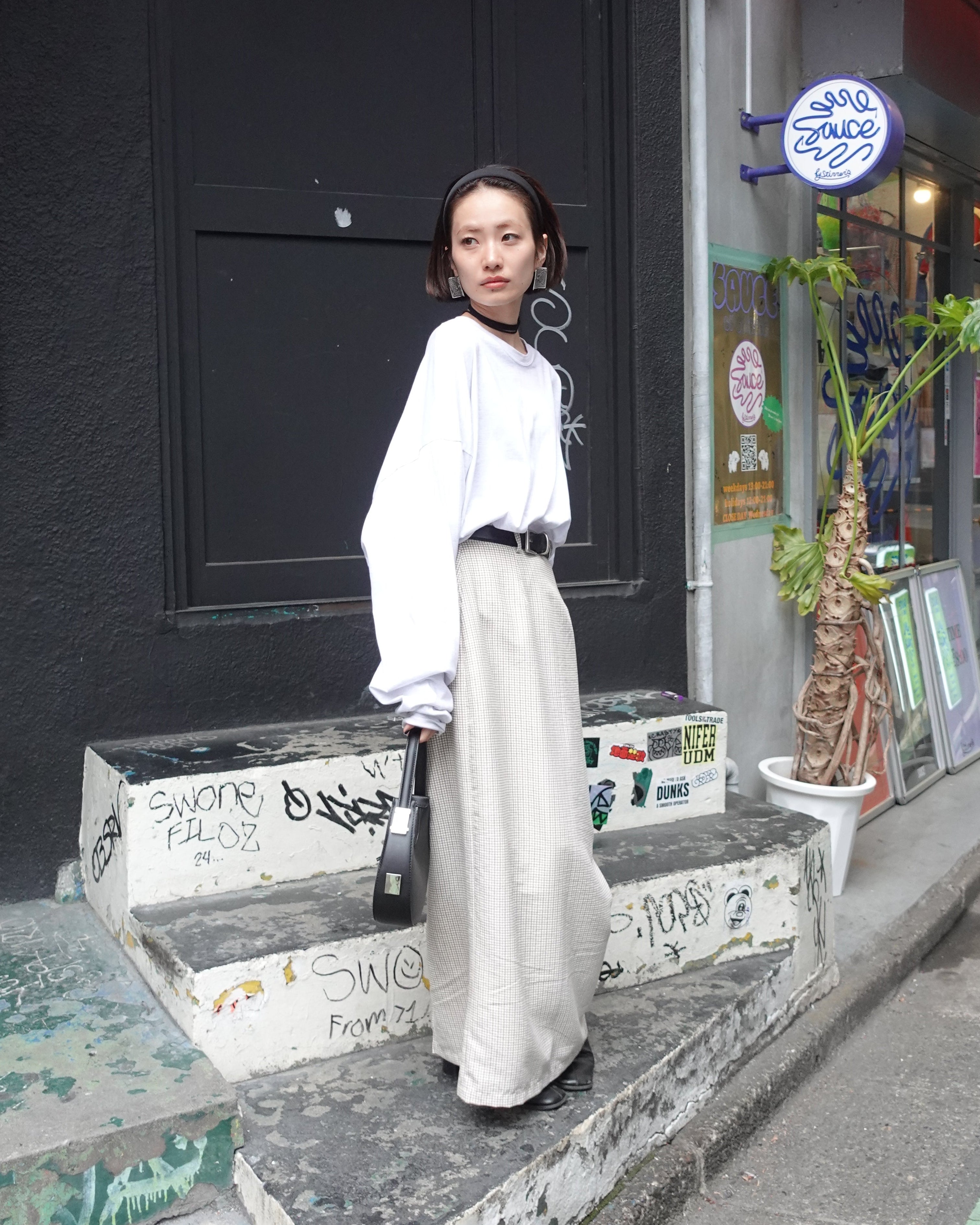 レトロチェックフィットスカート