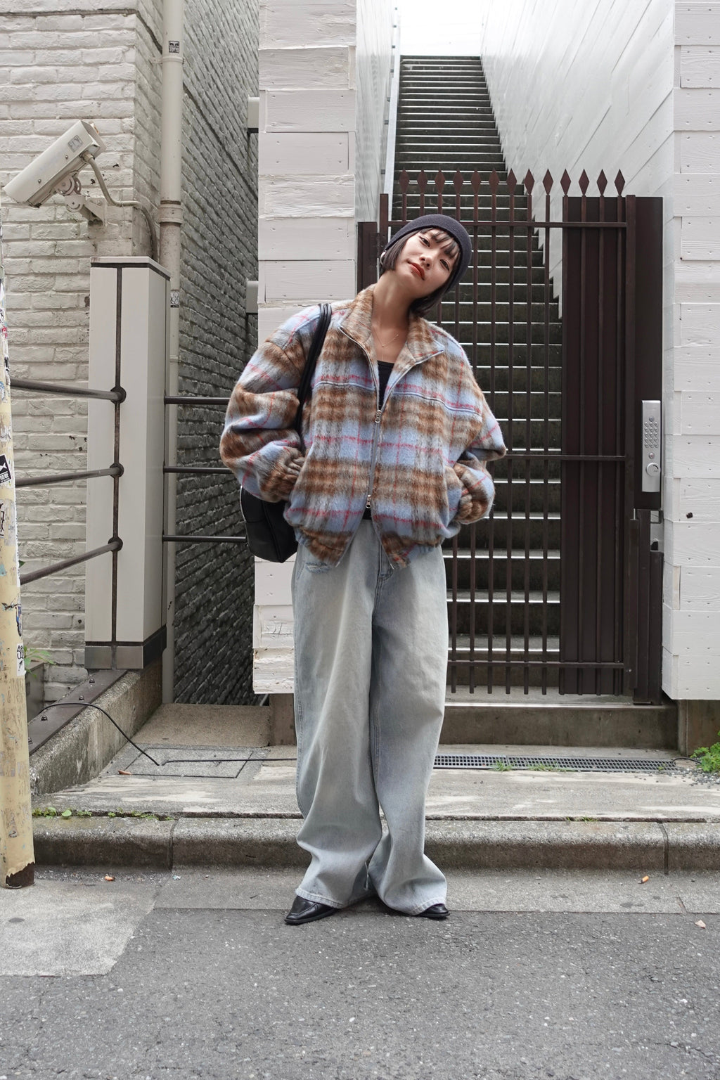 シャギーチェックブルゾン