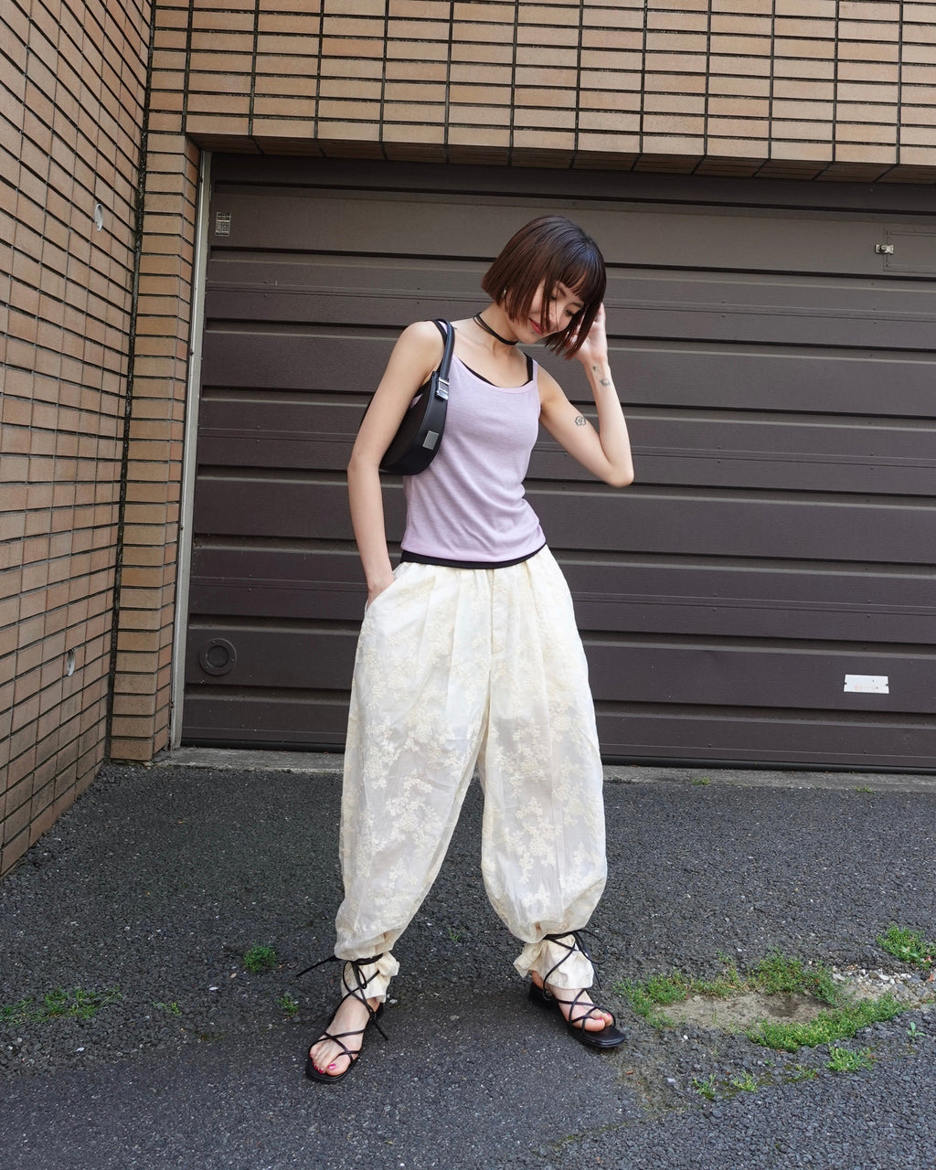アンクルデザインレースパンツ