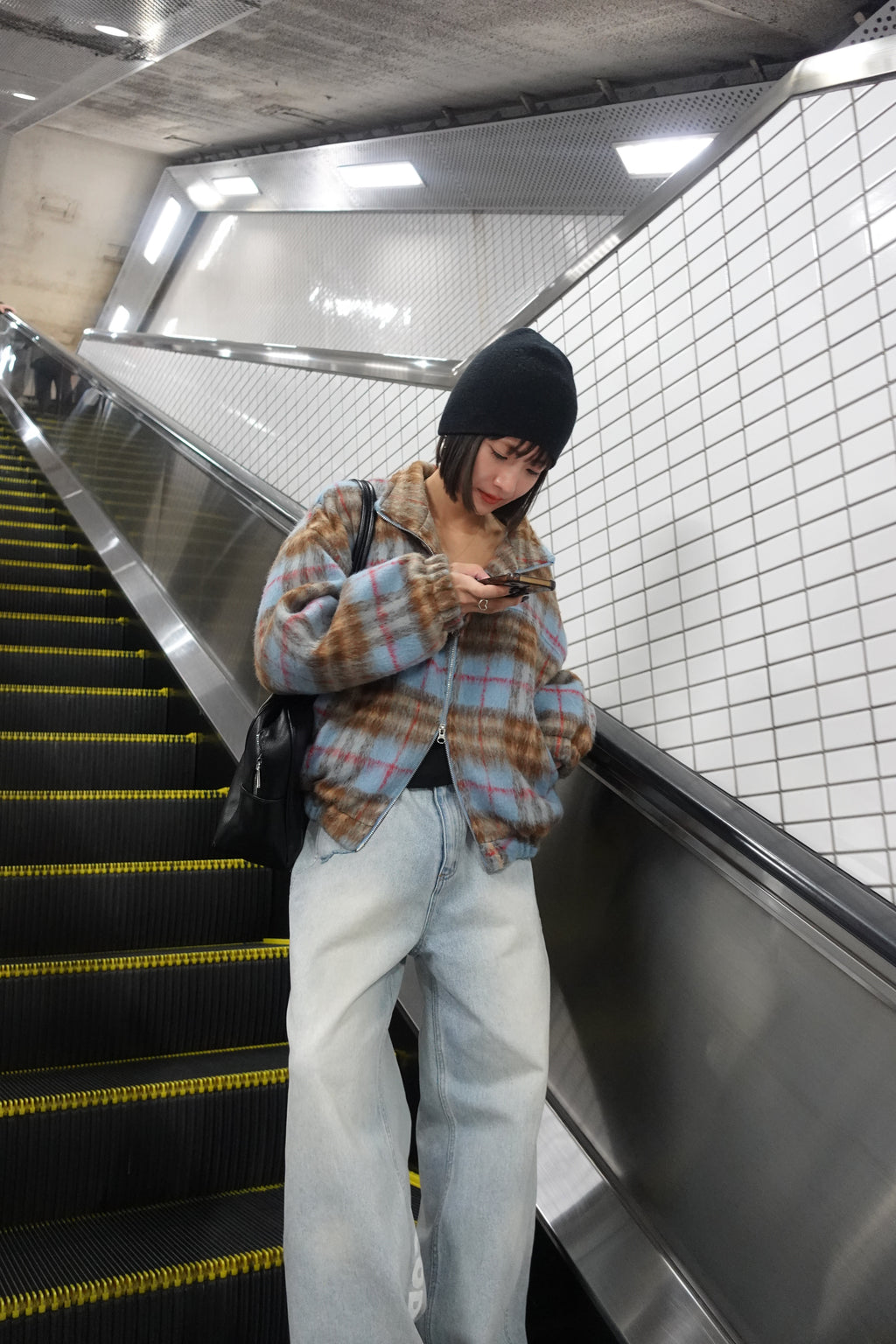 シャギーチェックブルゾン