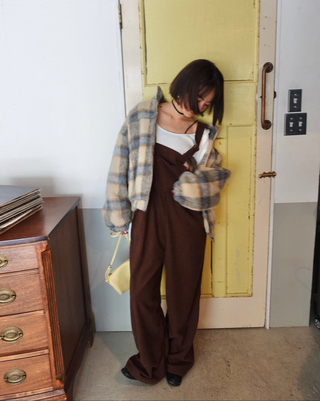 シャギーチェックブルゾン