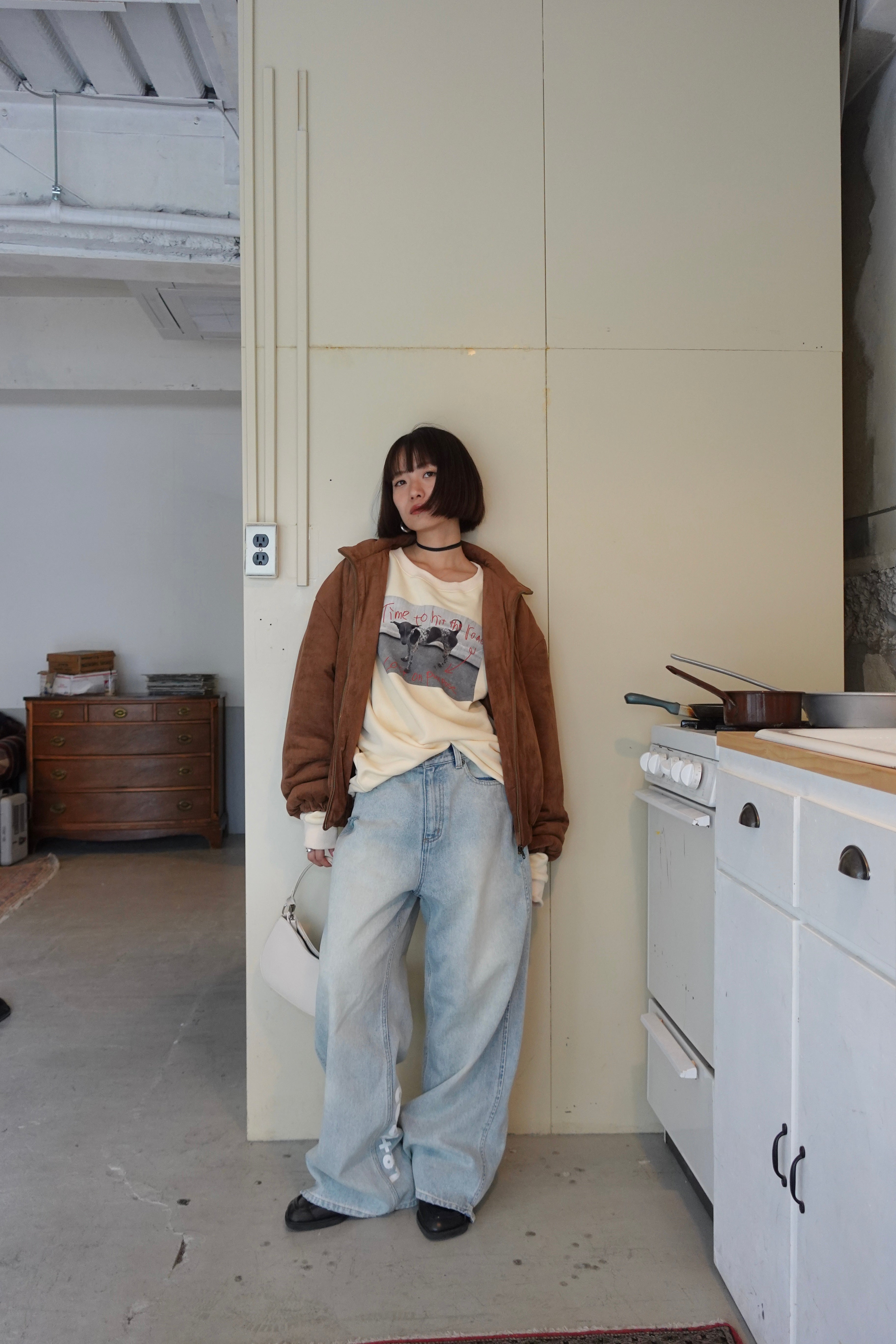 プリントルーズストレートデニム