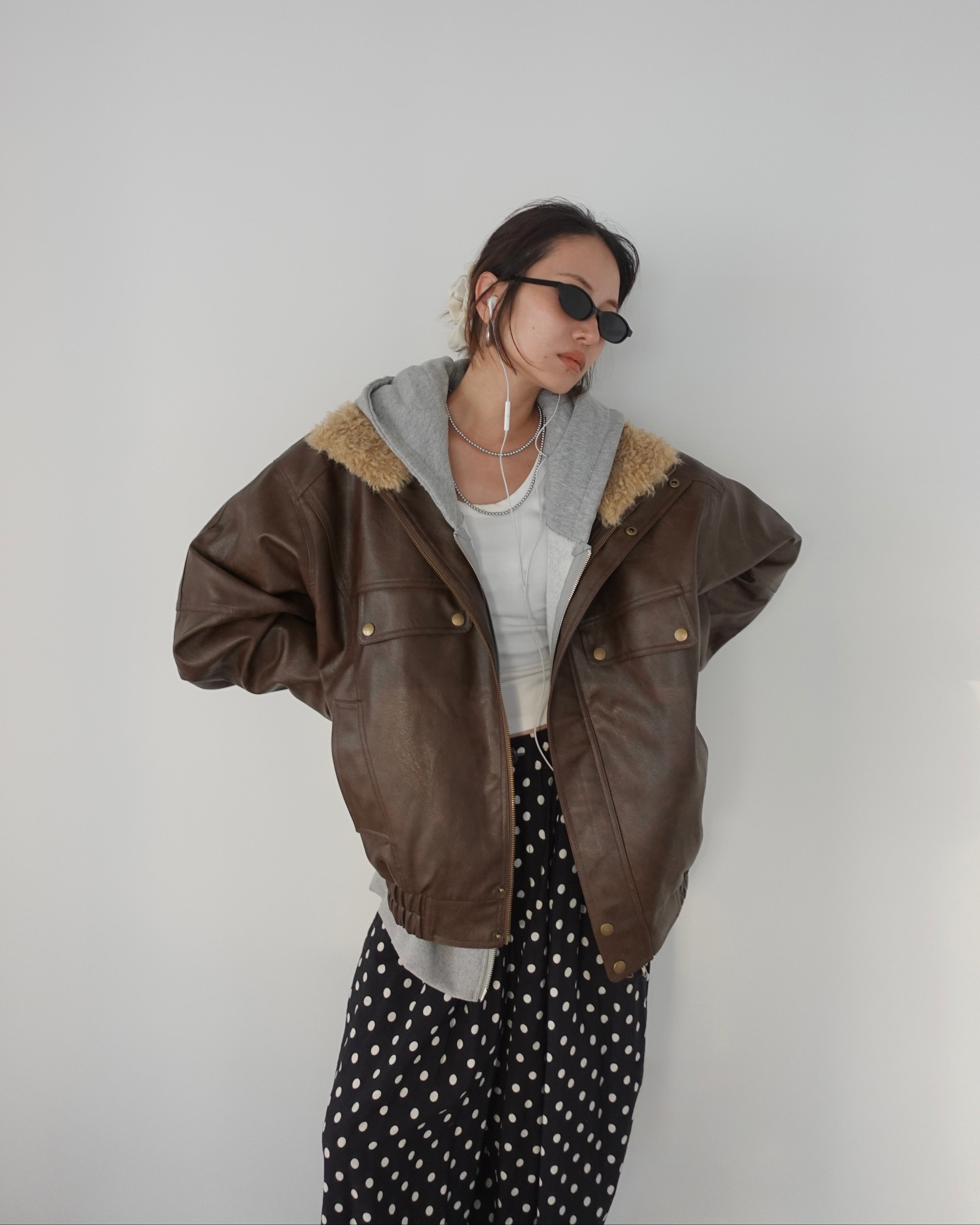 2way vintageレザーブルゾン