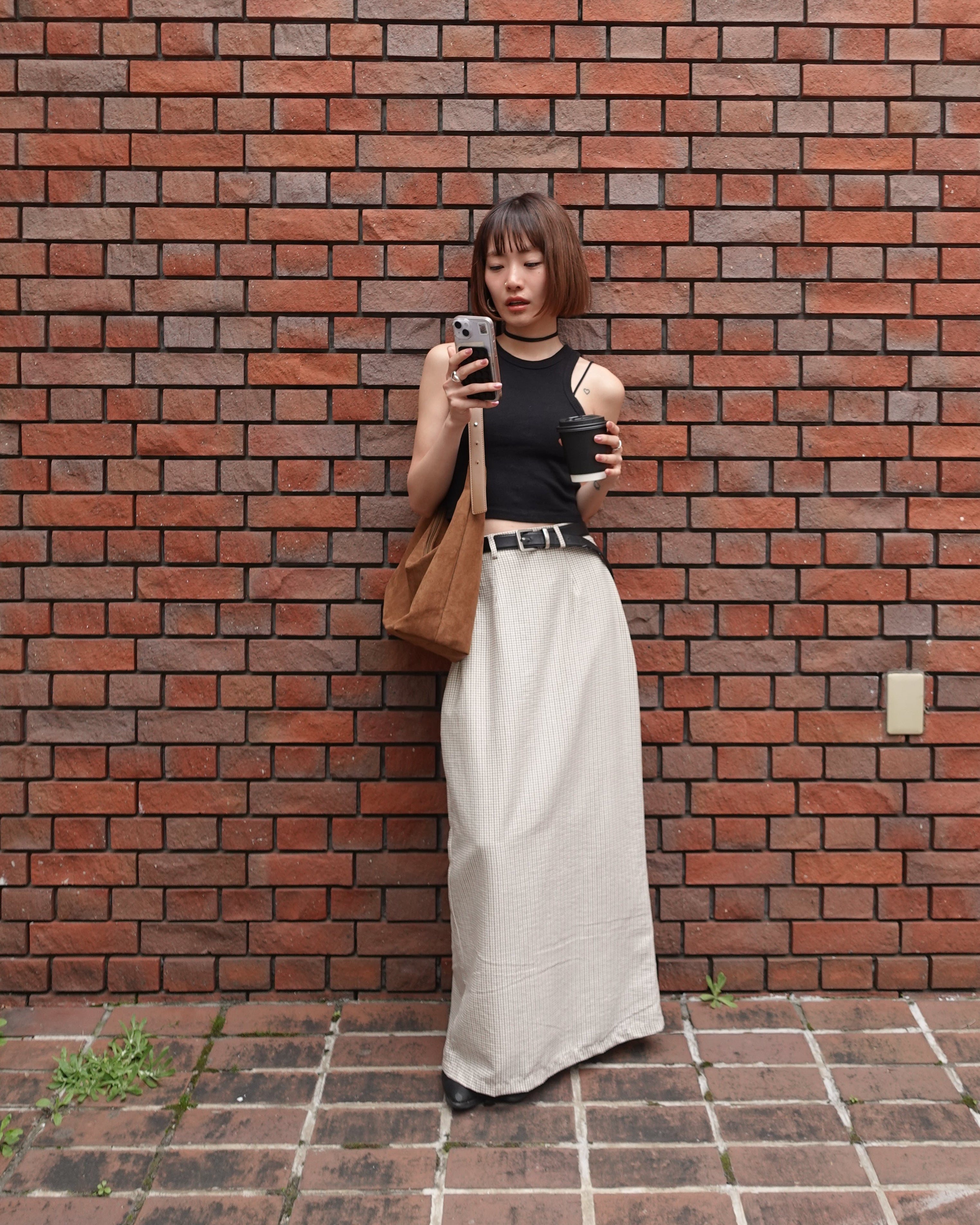 レトロチェックフィットスカート