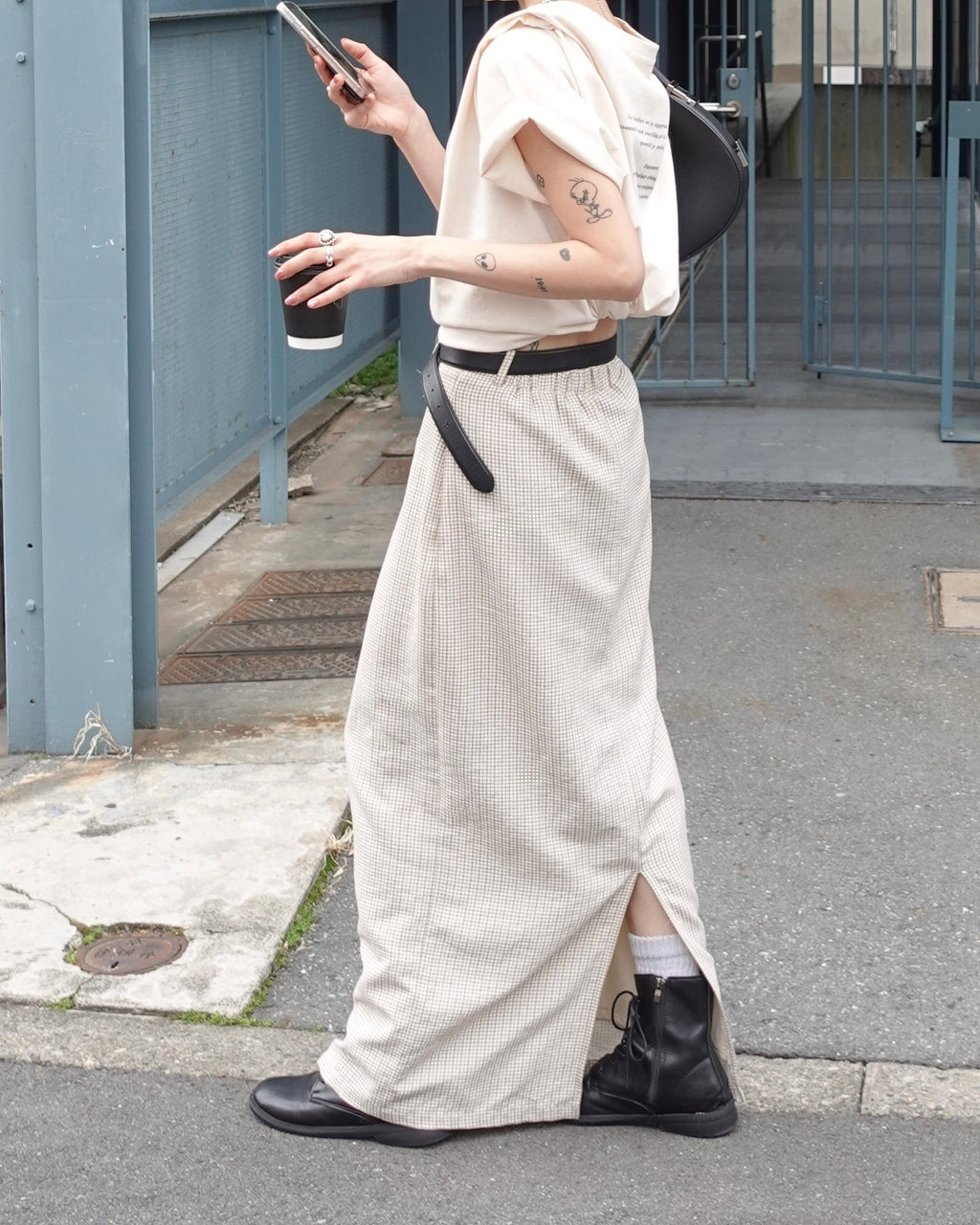 レトロチェックフィットスカート