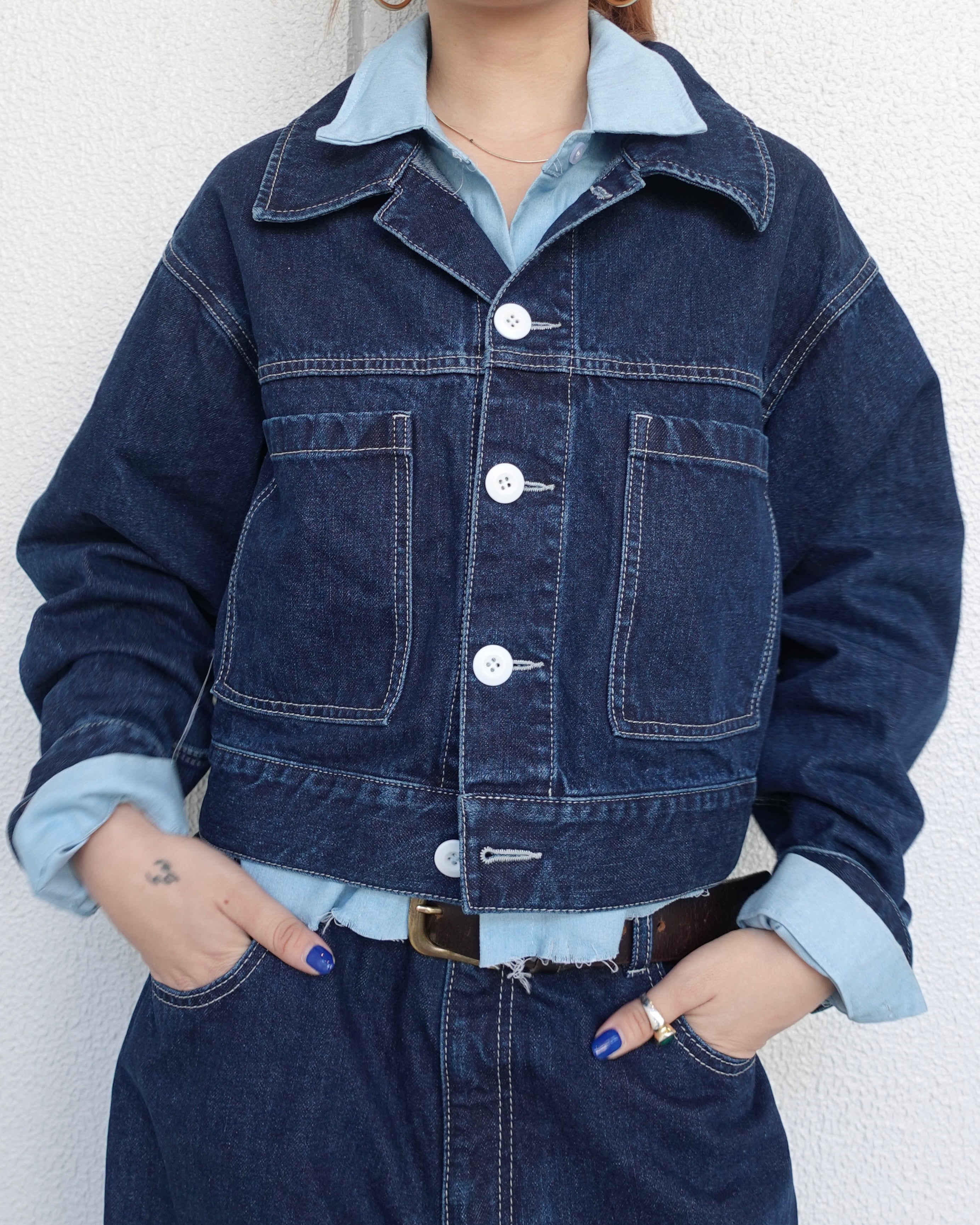 ホワイトボタンデニムJK