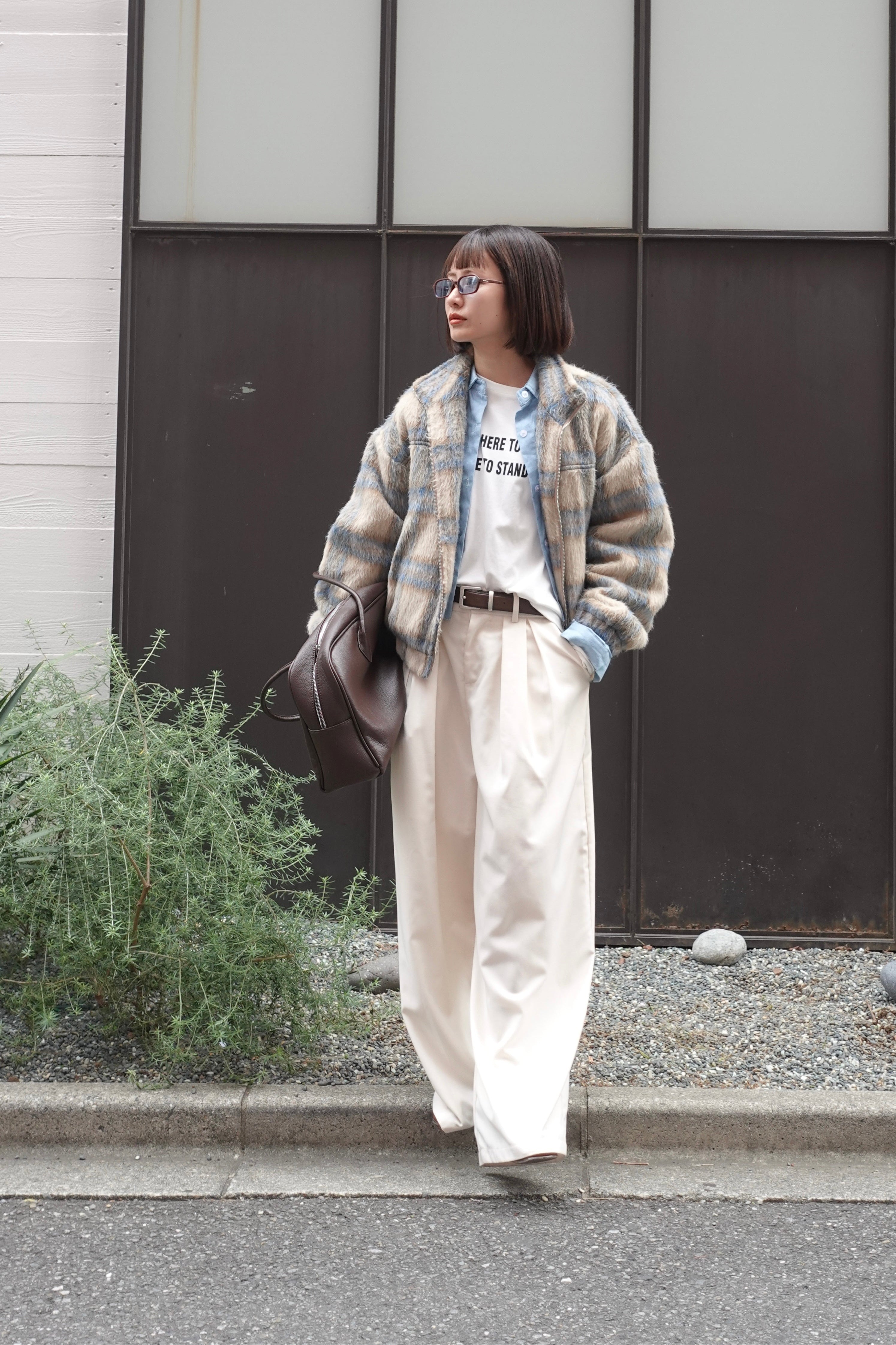 シャギーチェックブルゾン