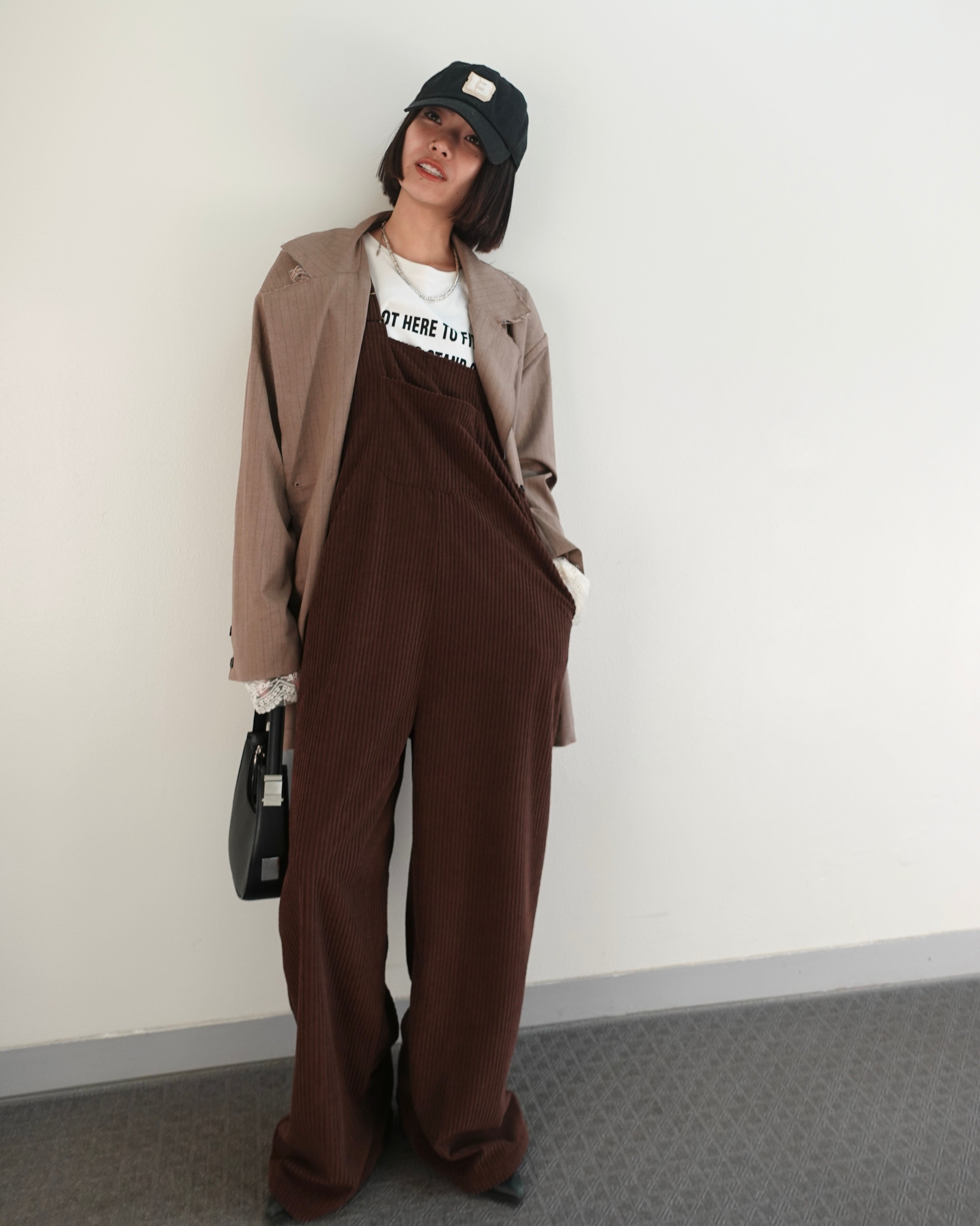 コーデュロイルーズサロペット