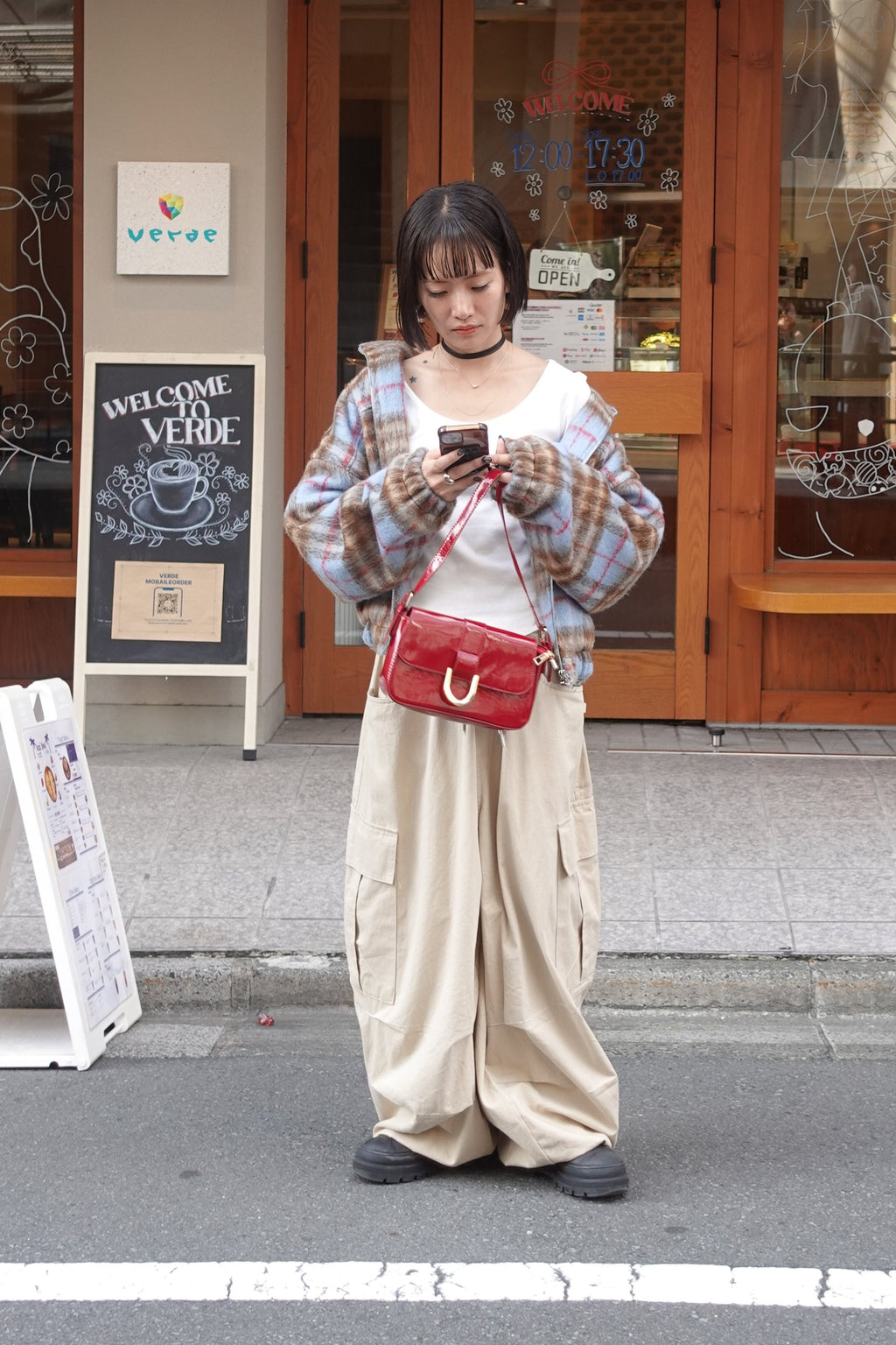シャギーチェックブルゾン