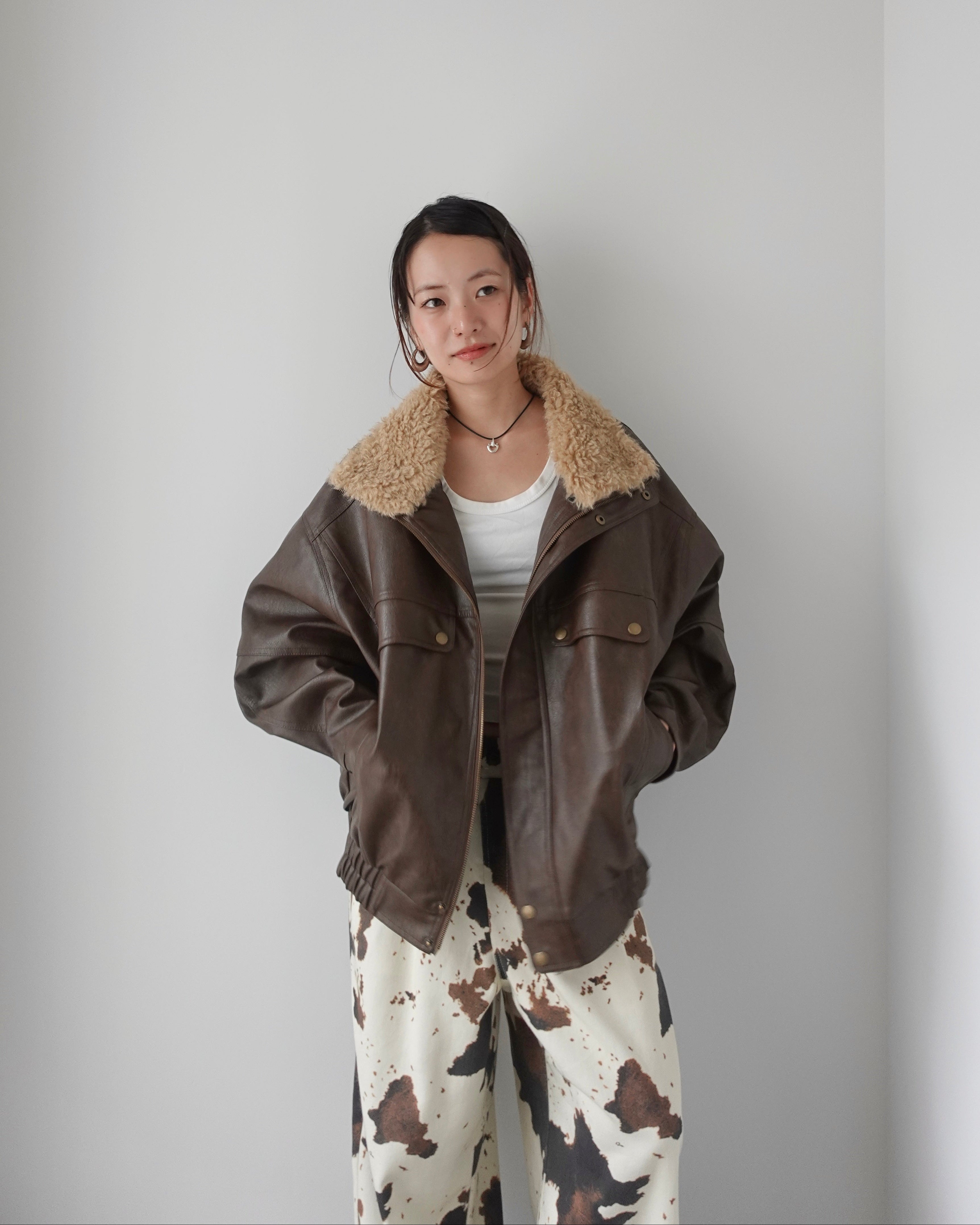2way vintageレザーブルゾン