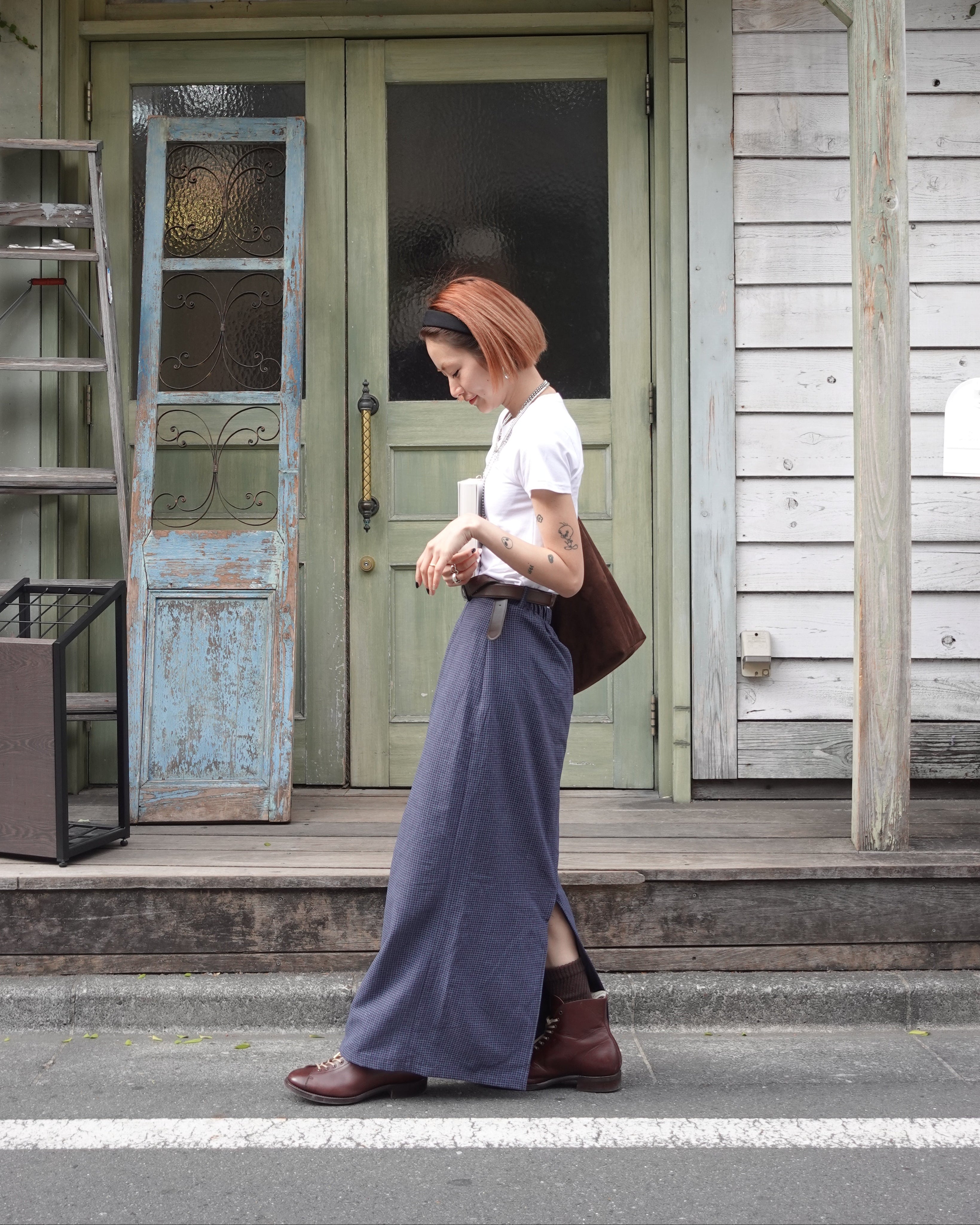 レトロチェックフィットスカート