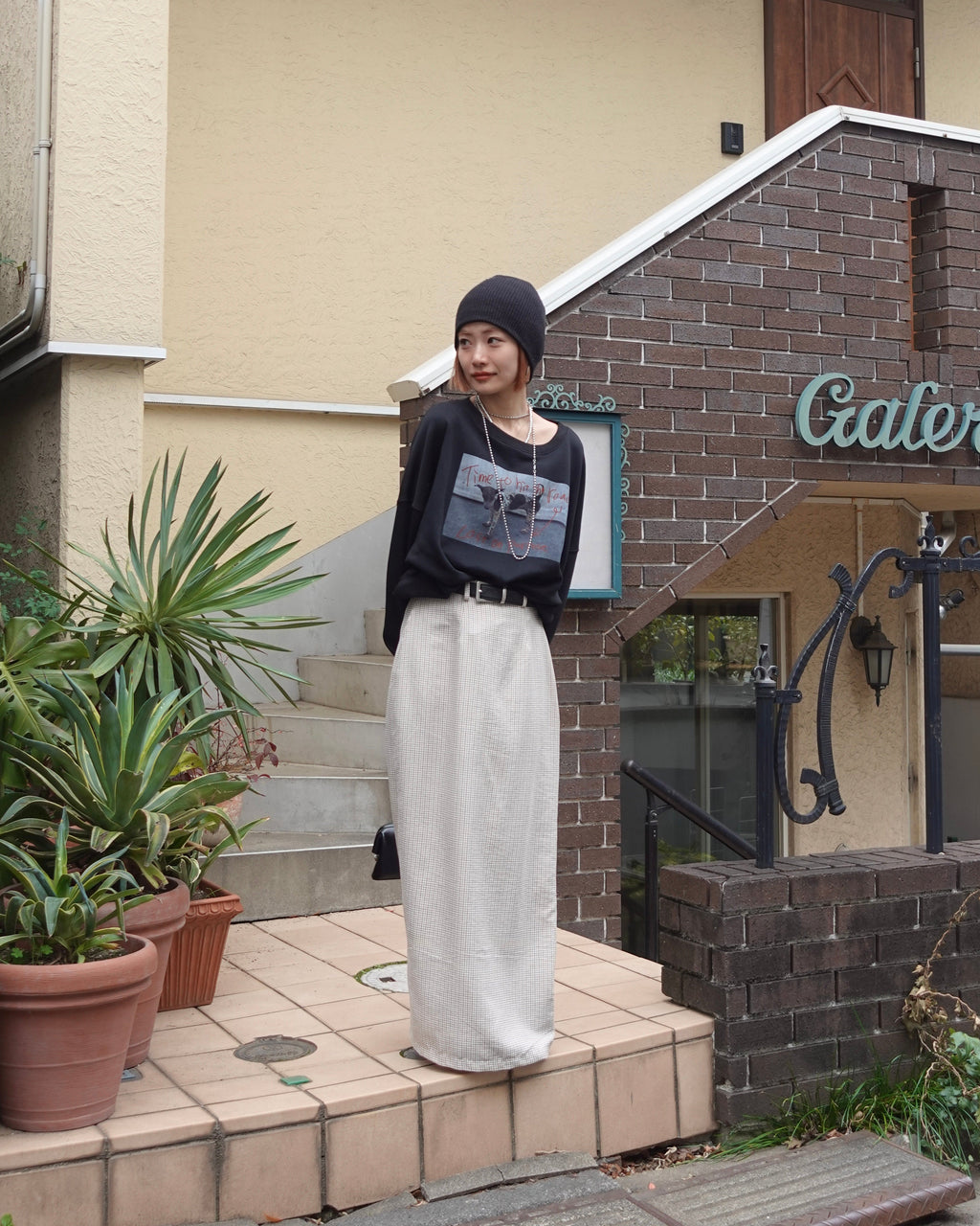 レトロチェックフィットスカート