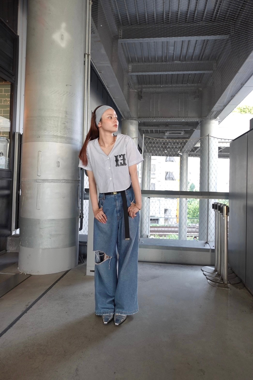 レオパードパッチボーイズデニム