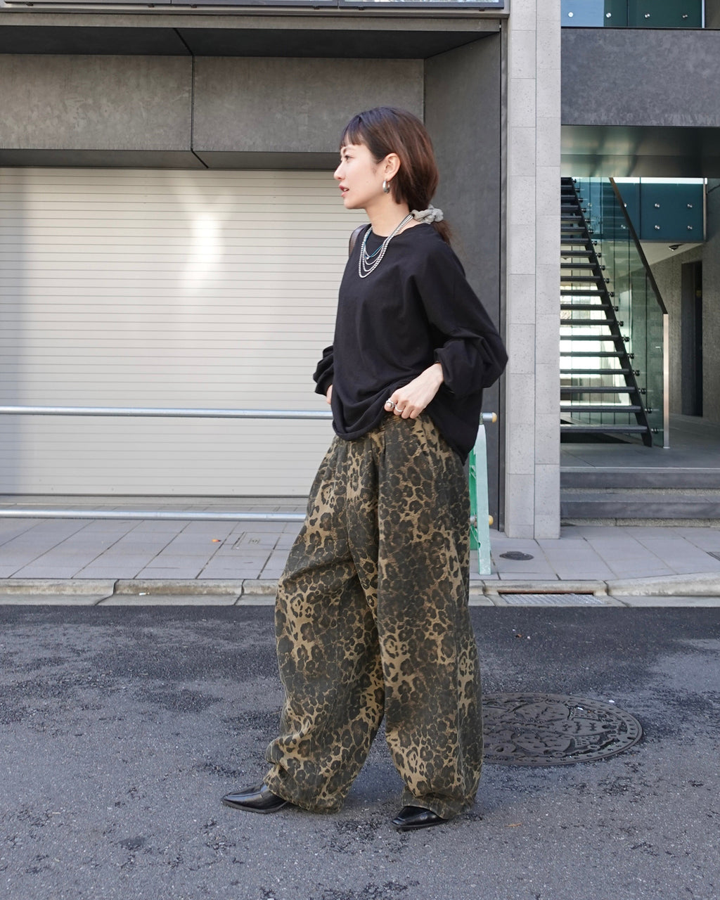 ボリュームレオパードパンツ