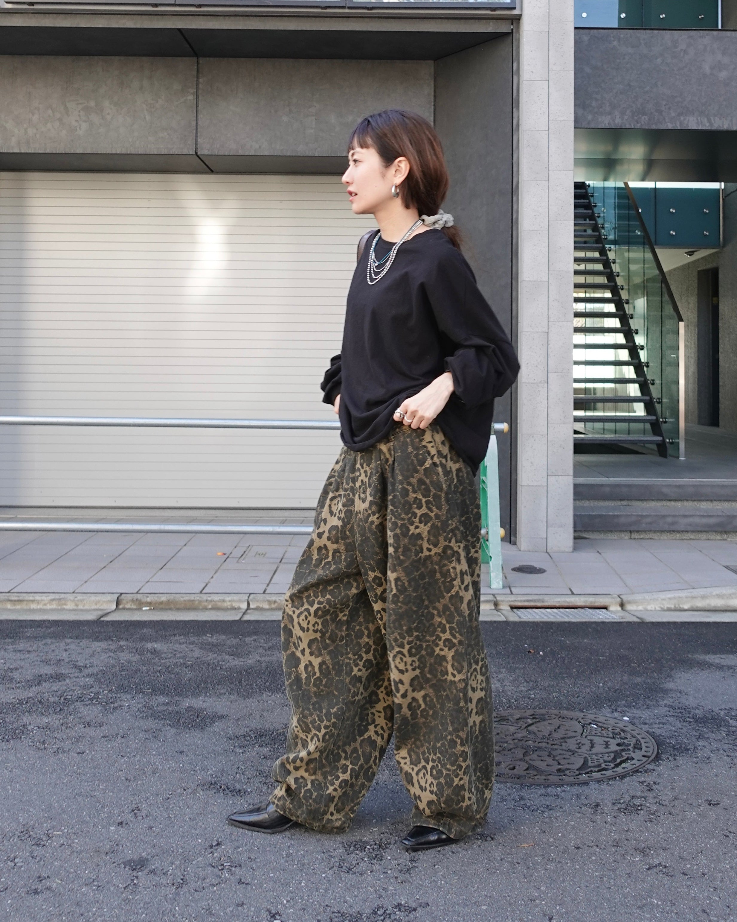 ボリュームレオパードパンツ